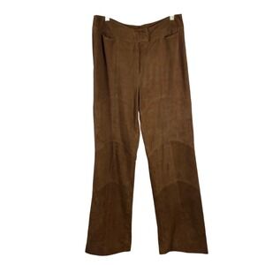 Juliana Collezione 100% Suede Leather Pants Women's 8 Brown Bootcut High Rise